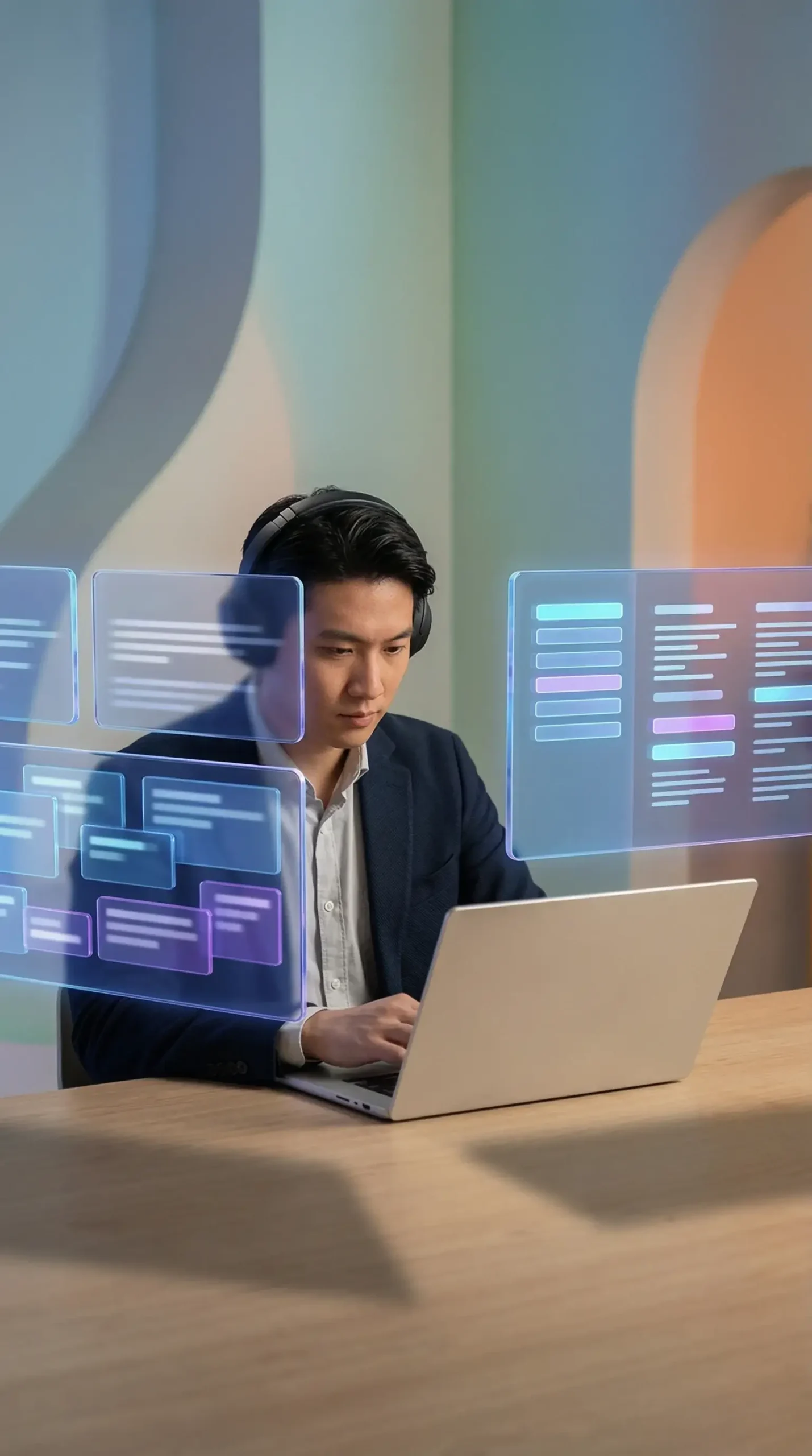 Focused professional using a laptop and free text formatter tools online to remove line breaks and organize complex text data.